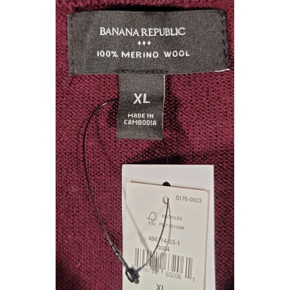 NWT Banana Republic 100% Marino Wool Mock Neck Sweater Large Maroon Pullover - Picture 8 of 10